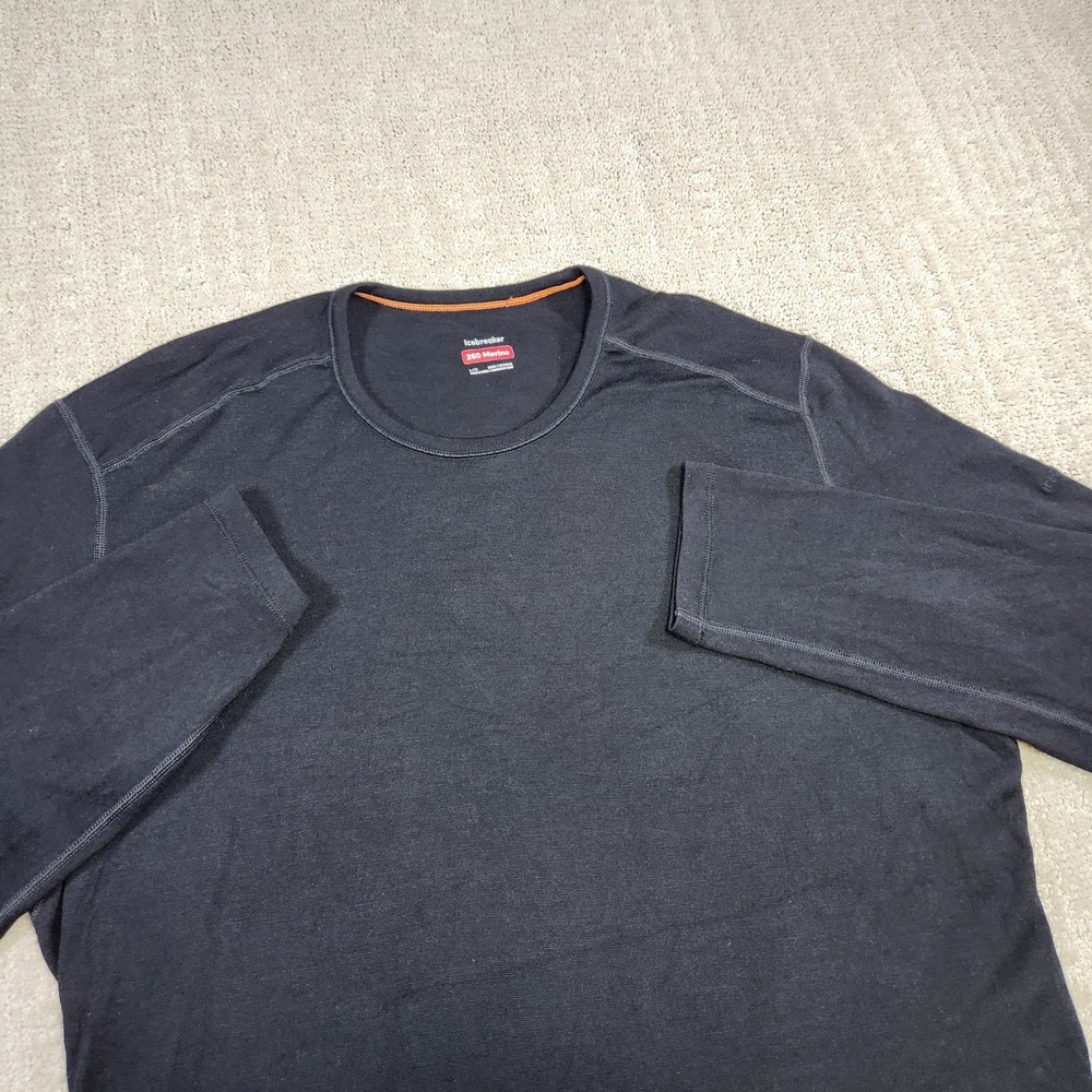 Icebreaker 260 Sweatshirt Men Large 100% New Zealand Merino Wool Baselayer Black
